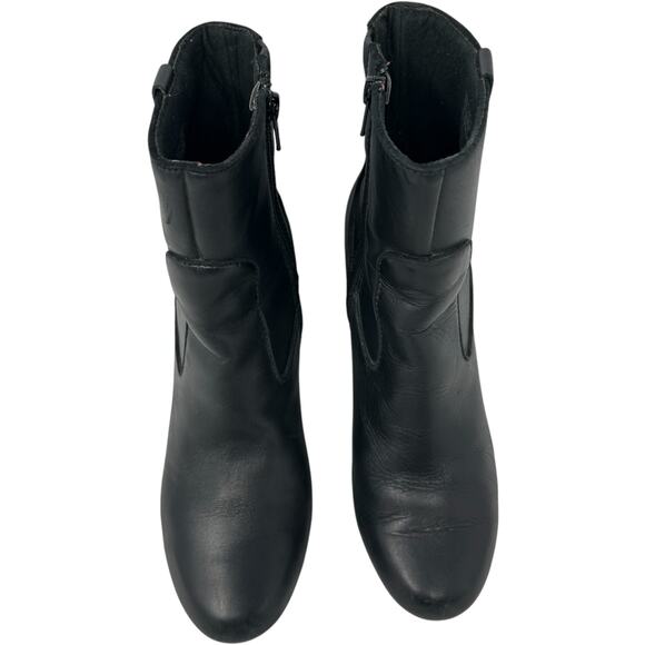 Clarks Stroll Vine Stacked Heel Ankle Boot Women 8.5 Black Leather Comfort Shoe - Picture 6 of 11